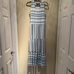 Lands' End Blue and White Striped Maxi Dress